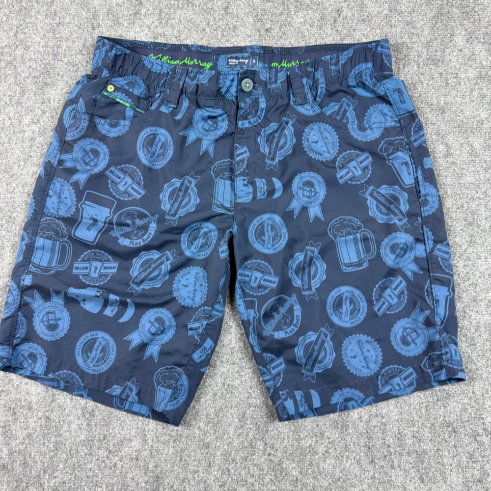 William Murray‎ Shorts Size 34 Blue Golf Straight Fit Beer Print Shorts Men's